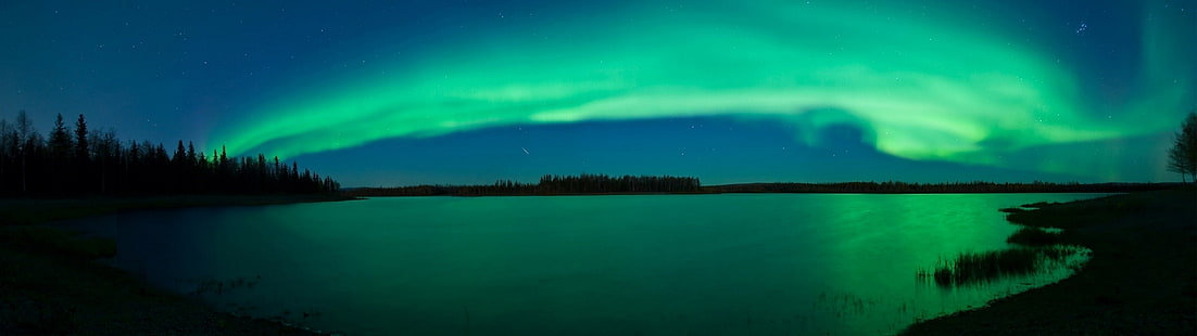 HD wallpaper: light aurora borealis lakes multiscreen skyscapes 3840x1080  Nature Lakes HD Art | Wallpaper Flare