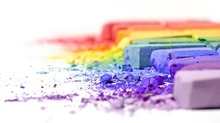 selective focus photography of multicolored chalk, untitled, macro, HD wallpaper