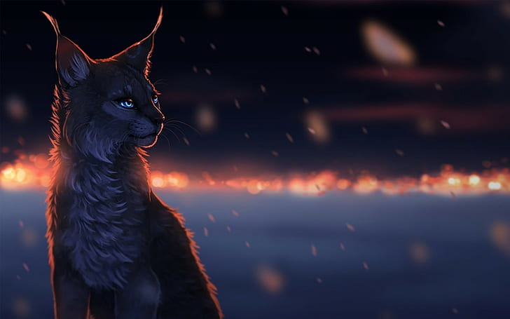 cat, lynx, animals, glowing eyes, artwork