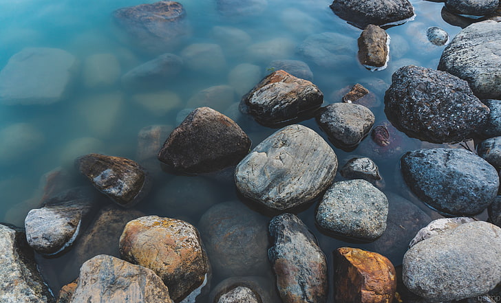 rocks, water, nature, stone - object, solid, rock - object, HD wallpaper