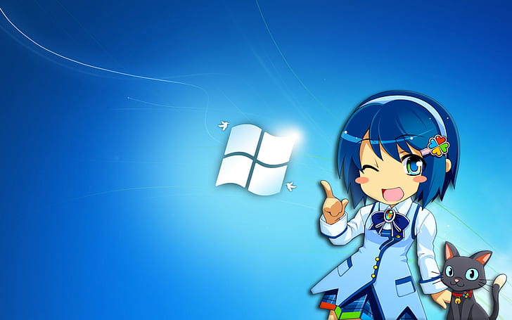 blue windows 7 madobe nanami ostan Technology Windows HD Art