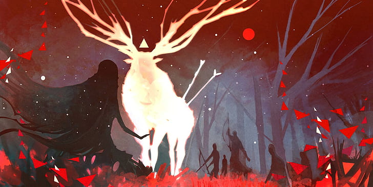 artwork, Deer, Nano Mortis, HD wallpaper