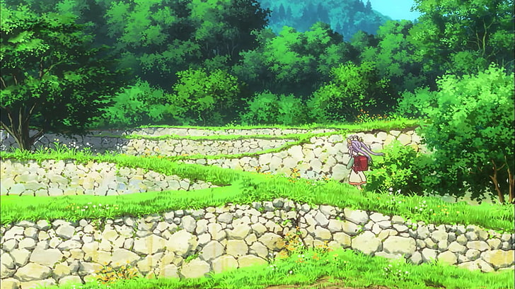 Non Non Biyori, anime, landscape, nature, plant, green color, HD wallpaper