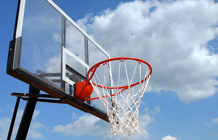 action, active, activity, basket, basketball, blue sky, clouds, HD wallpaper