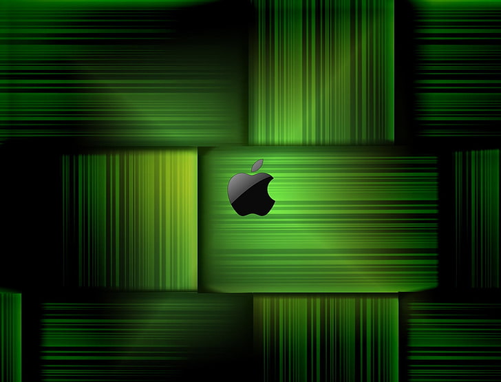 Sour Apple, black Apple logo on green abstract background, Computers, HD wallpaper