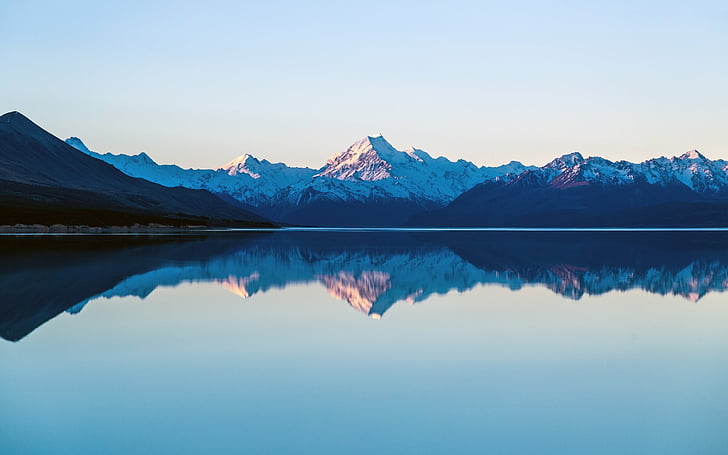 Lakes, Lake Pukaki, Mountain, Nature, New Zealand, Reflection