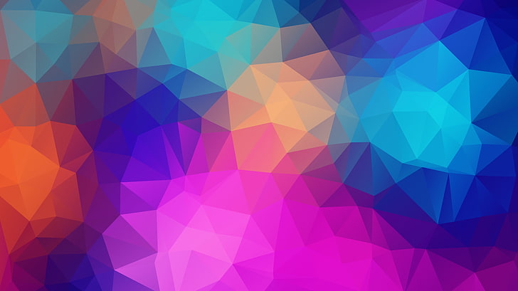 multicolored polygonal digital wallpaper, mesh, triangles, surface
