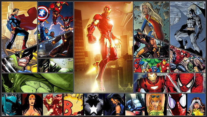 Marvel characters poster, Wolverine, Spider-Man, Captain America