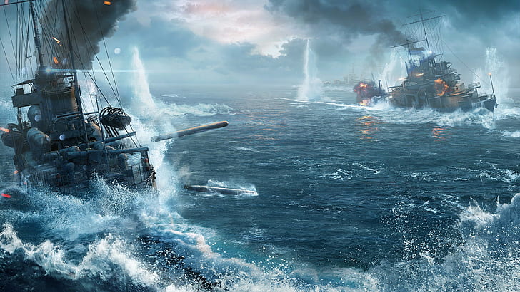 World of Warships battle, battlefield video game, Wargaming Net