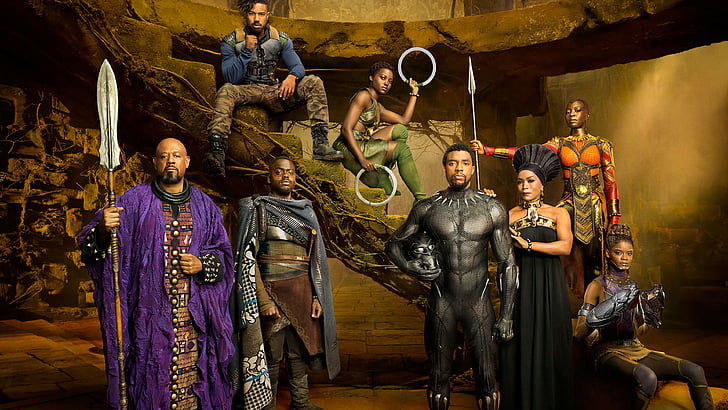 Black Panther movie wallpaper, Chadwick Boseman, Michael B. Jordan