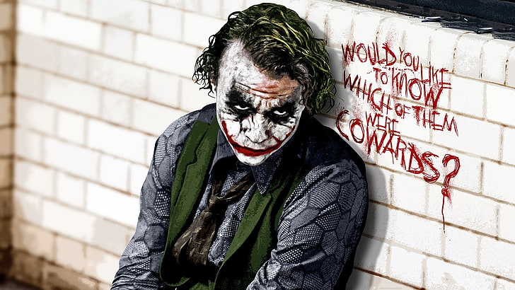 The Joker, Batman, The Dark Knight, Heath Ledger, movies, men, HD wallpaper