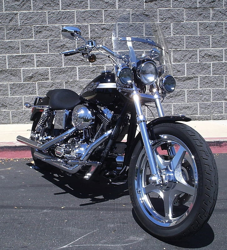 Dyna Low Rider, Harley-Davidson, Chrome, Motorcycle, black cruiser motorcycle, HD wallpaper