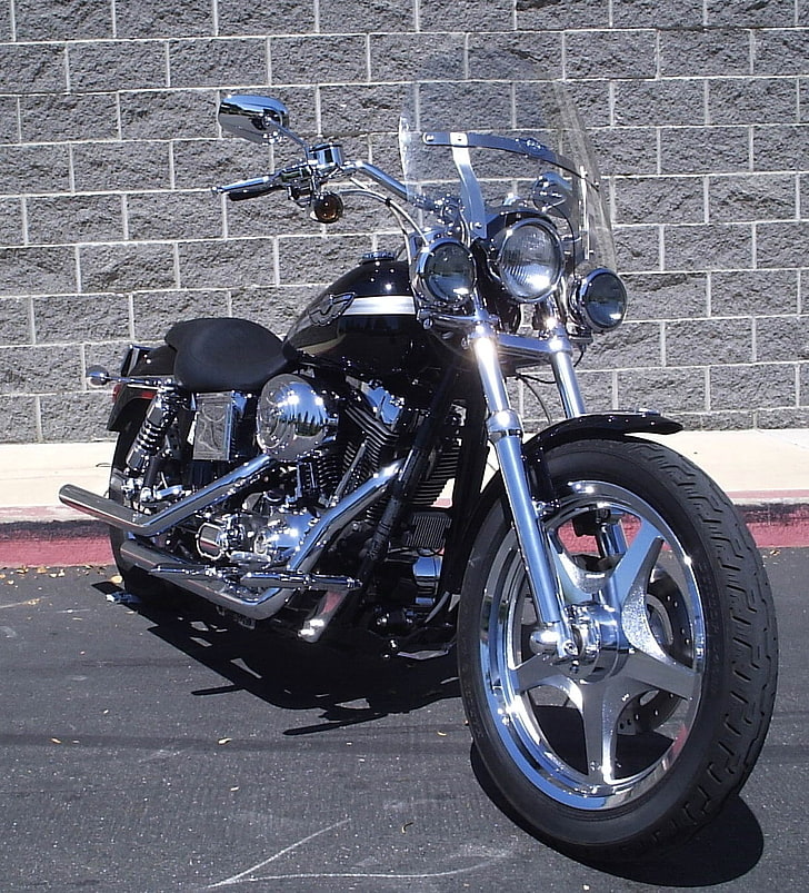 Dyna low rider, Harley-Davidson, chrome, transportation, mode of transportation