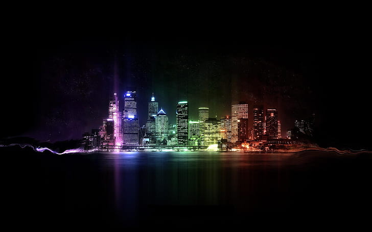 HD wallpaper: Funky Sky, city, night, dark, lights | Wallpaper Flare