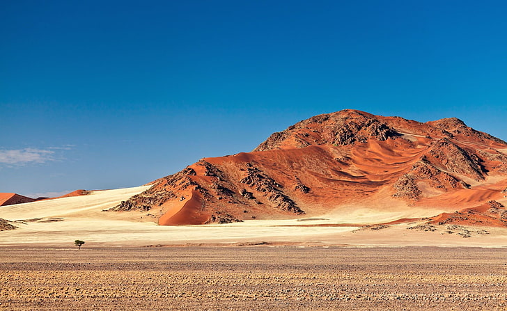 Sossusvlei, Namib Desert, brown mountain, Travel, Africa, scenics - nature, HD wallpaper