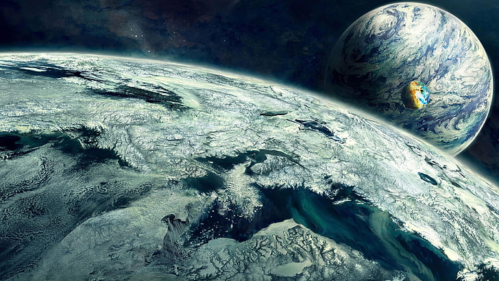 earth, cosmos, planet, outer space, scifi, space art, sky, world, HD wallpaper