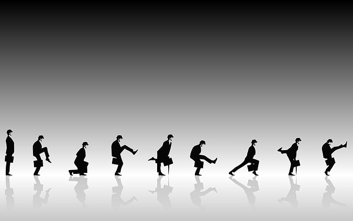 John Cleese, Ministry of Silly Walks, group of people, silhouette, HD wallpaper