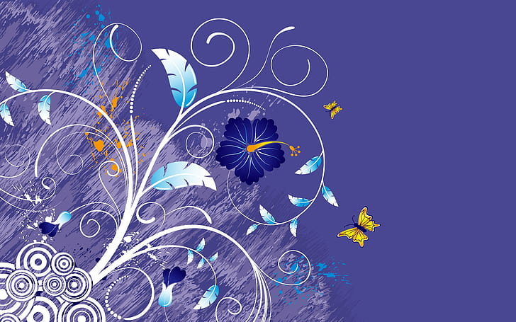 Vector background of flowers and butterflies, Butterfly