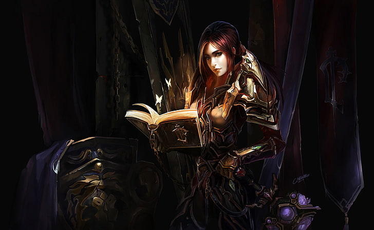 female anime character illustration, fantasy art, women, Warcraft