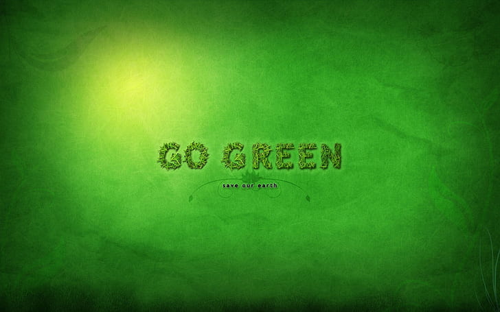 Go Green, eco, background, logo, motto, HD wallpaper