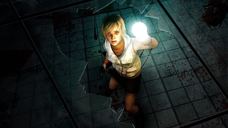 women's white vest, Silent Hill 3, video games, one person, dark