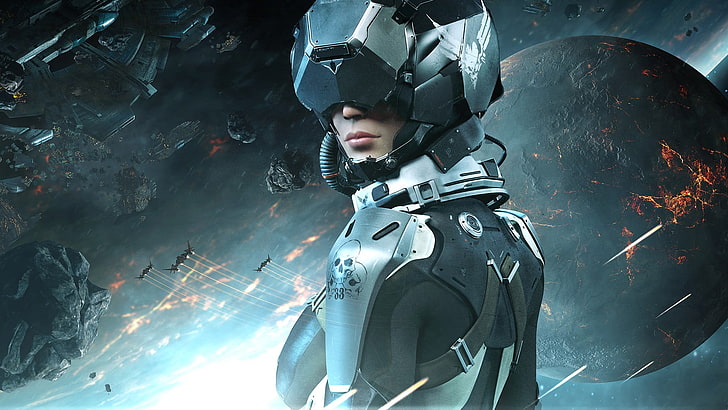 woman with armor wallpaper, video games, PC gaming, space, EVE Valkyrie, HD wallpaper