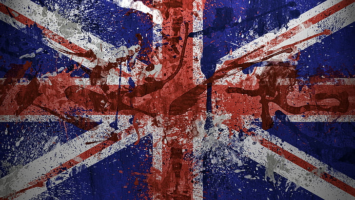 United Kingdom flag, paint, UK, Great Britain, backgrounds, patriotism, HD wallpaper