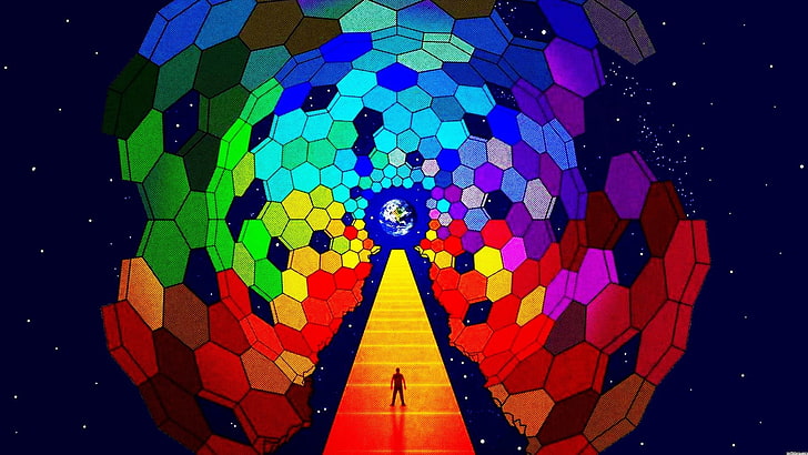 multicolored artwork, psychedelic, Muse , multi colored, illuminated