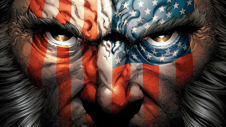 Face American Flag Flag Wolverine HD, cartoon/comic, HD wallpaper