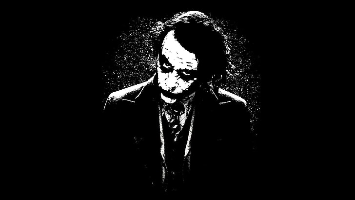 black and white Joker illustration, Batman, Heath Ledger, The Dark Knight, HD wallpaper
