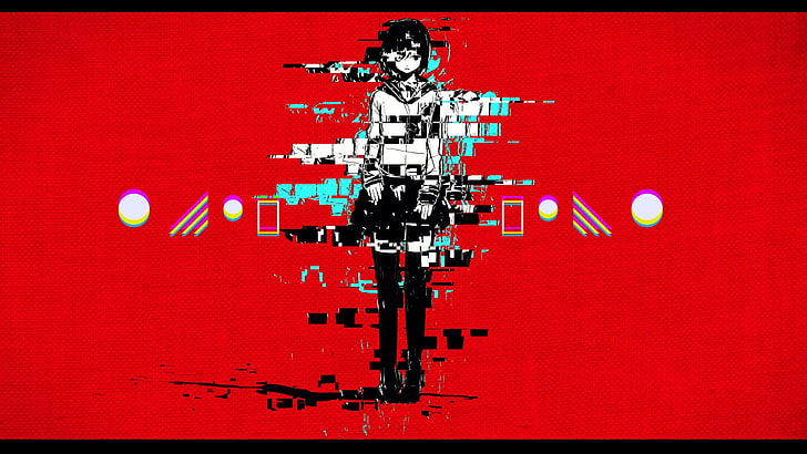 HD wallpaper: female anime character digital wallpaper, red, glitch art,  communication | Wallpaper Flare