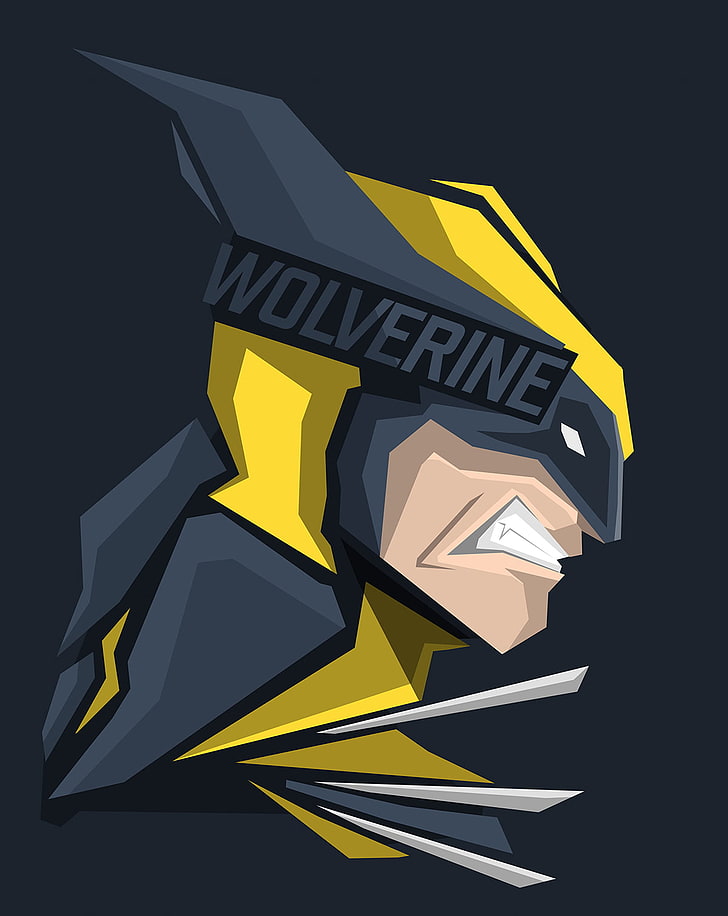 Wolverine digital art, superhero, X-Men, yellow, business, symbol