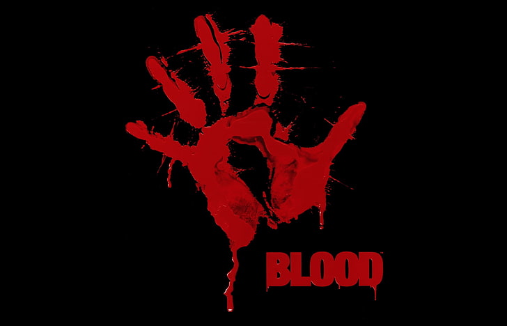 right hand illustration, print, red, black, blood, paint, abstract