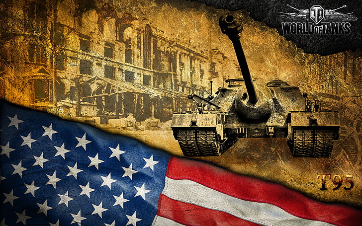 World of Tanks wallpaper, America, WoT, PT-ACS, T95, patriotism HD wallpaper