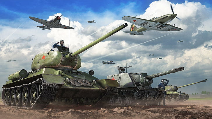 War Thunder, airplane, Gaijin Entertainment, tank, T-34, SU-152, HD wallpaper