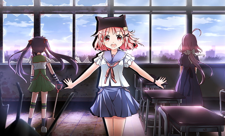 anime, anime girls, school uniform, Gakkou Gurashi! , Ebisuzawa Kurumi, HD wallpaper