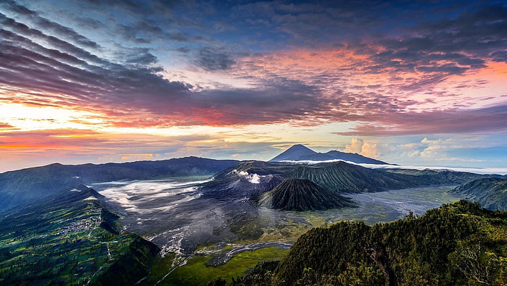 highland, east java, tengger massif, volcano, indonesia, phenomenon, HD wallpaper