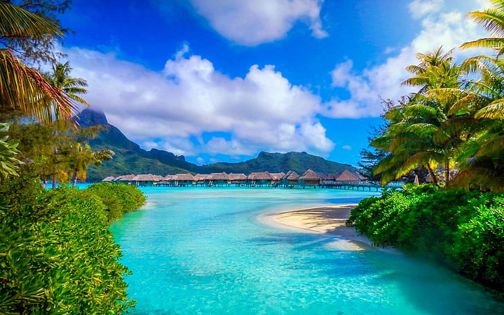 Tahiti Bora Bora Intercontinental Resort Thalasso Spa Island In French Polynesia Water Beach Sky Forest Wallpapers Hd 1920×1200