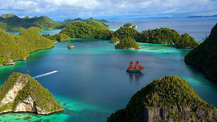 nature, raja ampat islands, water, islet, archipelago, promontory, HD wallpaper