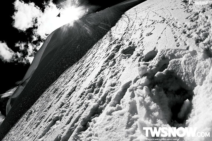 winter, snow, snowboard, monochrome, sport, HD wallpaper