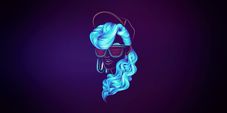 Girl, Music, Neon, Face, Background, 80s, 80's, Synth, Retrowave