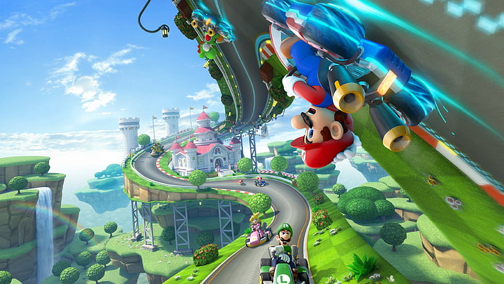 Mario Kart 8 Deluxe 2017 4K HD Game, sky, amusement park, nature, HD wallpaper