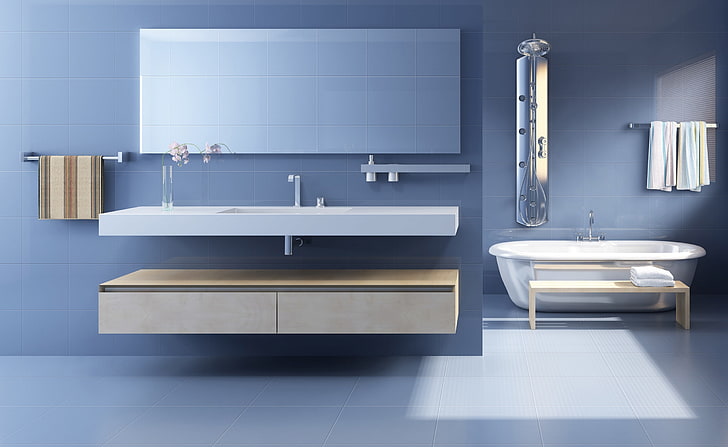 Minimalist Bathroom Design, white ceramic sink, Architecture, HD wallpaper