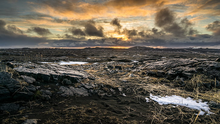 gray stones under clouds photography, iceland, iceland, Sunrise, HD wallpaper