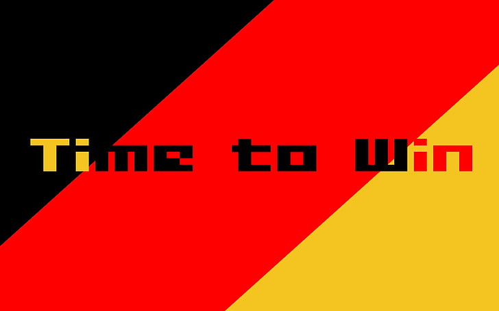 Time To Win-text, Germany, soccer, artwork, black, red, gold, HD wallpaper