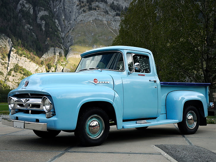 1956, cab, custom, f 100, ford, pickup, retro