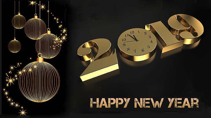 Happy New Year 2019 Gold 3d Desktop Desktop Wallpaper For Pc Tablet And Mobile 3840×2160