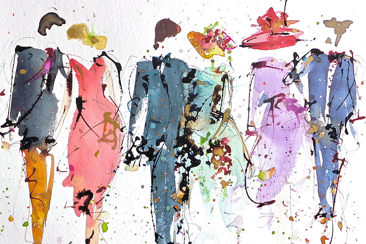 white and multicolored couple suits painting, people, figure