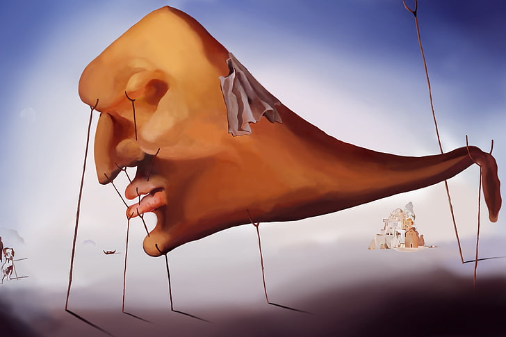 Salvador Dali, brown and white human face painting, Art And Creative, HD wallpaper