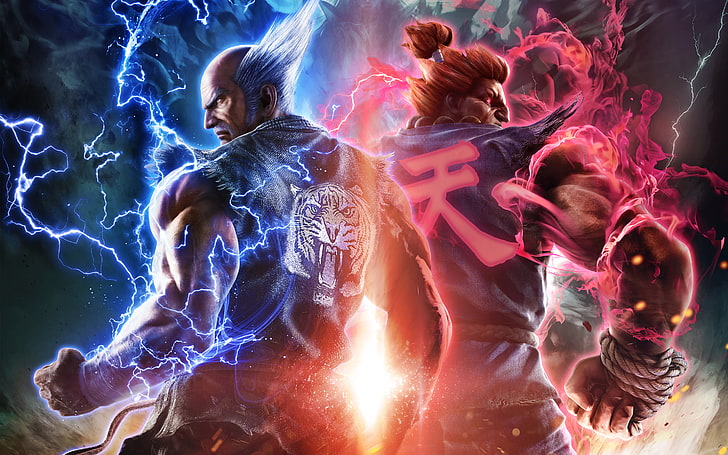Tekken 7 Fated Retribution Heihachi Akuma, group of people, illuminated, HD wallpaper